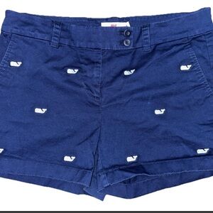 Vineyard Vines Navy Whale Embroidered High Waist Shorts